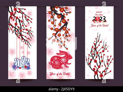 Bonne année 2023, nouvelle année chinoise, année du lapin (Traduction : bonne année) Illustration de Vecteur