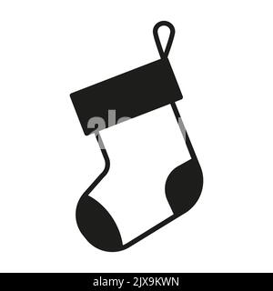 Logo Vector Winter. Icône chaussettes de Noël noires et blanches Illustration de Vecteur