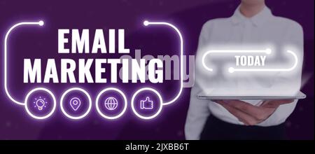 Écriture manuscrite E-mail MarketingSenvoi d'un message commercial à un groupe de personnes utilisant le courrier. Mot pour envoyer un message commercial à un groupe de Banque D'Images