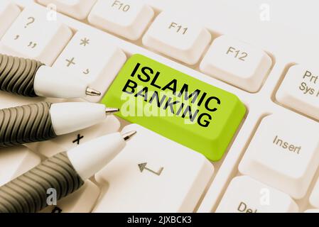 Texte d'écriture système bancaire islamique basé sur les principes de la loi islamique. Concept signification système bancaire basé sur les principes de Banque D'Images