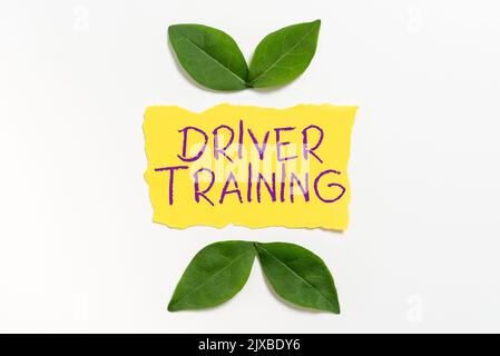 Légende de la présentation de la formation des conducteurs prépare un nouveau conducteur à obtenir un permis de conduire. Mot pour obtenir l'autorisation d'un nouveau pilote Banque D'Images