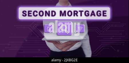 Affichage conceptuel second Mortgagelien sur la propriété qui est subordonné à plus senior. La propriété est subordonnée à la présentation d'affaires Banque D'Images