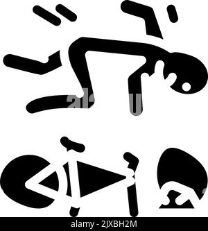 automne vélo homme accident glyphe icône illustration vectorielle Illustration de Vecteur