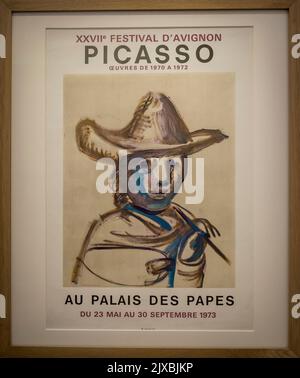 Affiche pour l'exposition Picasso au Festival d'Avignon, 1973, Musée Picasso, une galerie d'art située à l'Hôtel Salé, rue de Thorigny, dans la Ma Banque D'Images