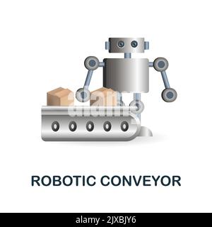 Icône du convoyeur robotisé. 3d illustration de la collection d'intelligence artificielle. Creative Robotic Conveyor 3D icône pour la conception de sites Web, modèles Illustration de Vecteur