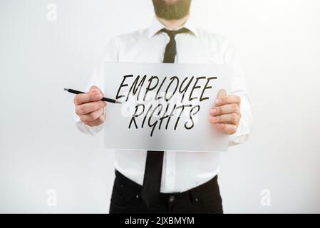 Affichage conceptuel droits des employés tous les employés ont des droits de base sur leur propre lieu de travail. Concept d'entreprise tous les employés ont des droits de base dans leur Banque D'Images