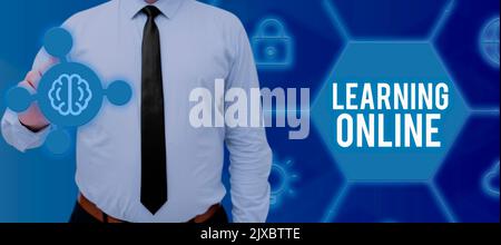 Écriture affichage de texte apprentissage OnlineLearn quelque chose de nouveau avec l'aide d'Internet et de la technologie. Mot écrit sur apprendre quelque chose de nouveau avec l'aide Banque D'Images