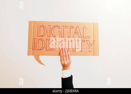 Légende conceptuelle Identityinformation numérique sur l'entité utilisée par l'ordinateur pour représenter l'agent. Informations sur les idées commerciales sur l'entité utilisée par ordinateur pour Banque D'Images