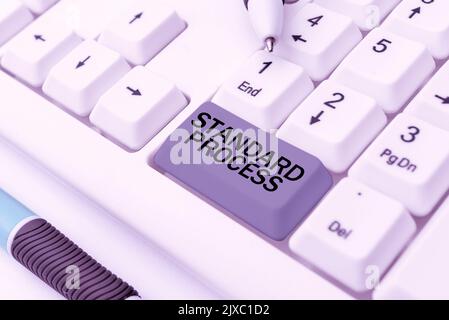 Signe de texte indiquant les règles de processus standard à mettre en correspondance avec la qualité du produit final. Règles de présentation de l'entreprise à mettre en correspondance avec le produit final Banque D'Images