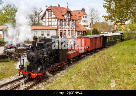 Musée de la locomotive à vapeur Haertsfeld Schaettere à la gare ferroviaire de Neresheim en Allemagne Banque D'Images
