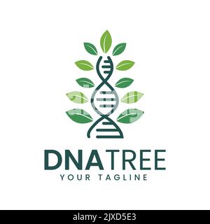 Logo de conception de vecteur génétique icône de feuille d'ADN, logo de santé, pharmacie, médical, affaires, modèle à base de plantes, symbole Illustration de Vecteur