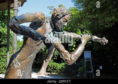 Monuments célèbres, Opatija, parc public bien connu Angiolina, statue du violoniste Jan Kubelik, côte Adriatique, baie de Kvarner, Croatie Banque D'Images