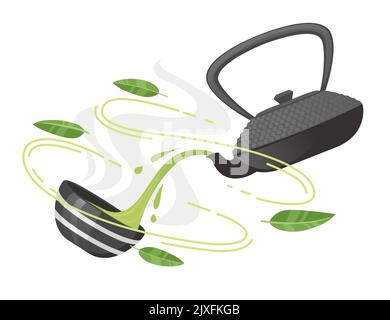 Illustration vectorielle traditionnelle du processus de versement du thé sur fond blanc Illustration de Vecteur