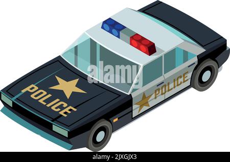 Icône isométrique avant de véhicule de patrouille. Voiture de police Illustration de Vecteur