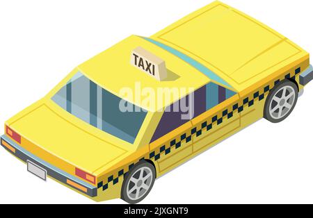Icône isométrique jaune de retour en taxi. Cabine Illustration de Vecteur
