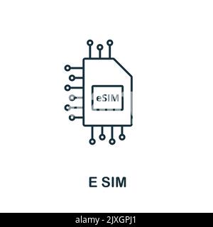 E icône SIM. Élément simple de la collection de technologies. Icône SIM ligne E pour modèles, infographies et bannières Illustration de Vecteur