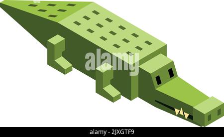 Crocodile faible en polyéthylène. Alligator de jeu de dessin animé isométrique Illustration de Vecteur