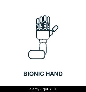 Icône main bionique. Élément simple de la collection de technologies. Icône de main Bionic Line pour modèles, infographies et bannières Illustration de Vecteur