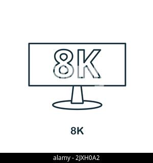 8K icône. Élément simple de la collection de technologies. Icône ligne 8K pour modèles, infographies et bannières Illustration de Vecteur