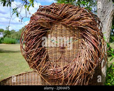 Produits tressés au saule américain. De beaux produits en osier directement de la capitale de l'industrie polonaise de l'osier, Nowy Tomysl, Pologne, Europe. Banque D'Images