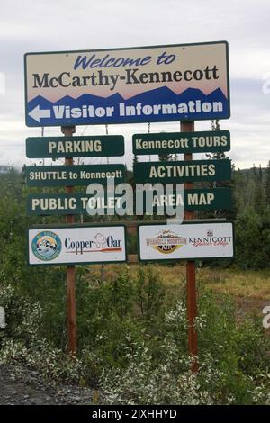 Kennecott, également connu sous le nom de Kennicott et Kennecott Mines, est un camp minier abandonné dans la région de recensement de Copper River, dans l'État américain de l'Alaska W Banque D'Images