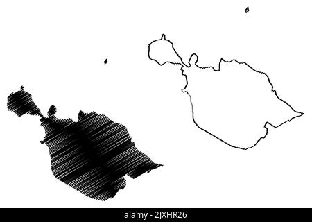 Illustration vectorielle de la carte des îles Heard et McDonald ((HIMI, Commonwealth of Australia, Océan Indien), croquis de gribouillage territoire de Heard Island et McD Illustration de Vecteur