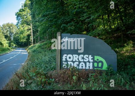 Gloucestershire, Angleterre Royaume-Uni- août 2022 : une voiture qui se trouve à la limite de la forêt de Dean. Une réserve naturelle forestière et une destination touristique Banque D'Images
