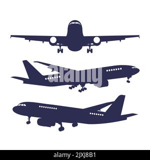 Illustration vectorielle de silhouette d'avion à conception plate. Illustration de Vecteur