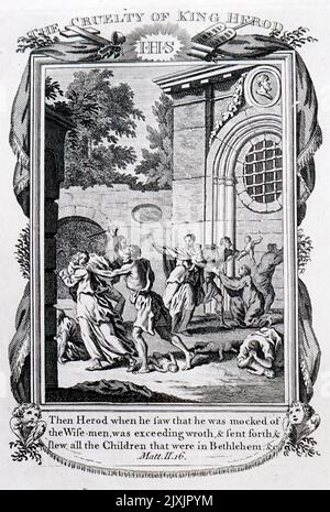 Illustration représentant le massacre des innocents de la Bible de la Nouvelle famille évangélique. Daté du 19th siècle Banque D'Images