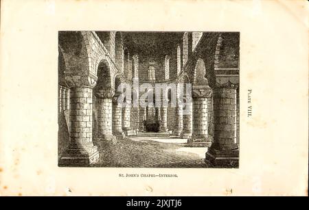 Intérieur de la chapelle Saint-Jean de la brochure « Guide autorisé de la Tour de Londres » par Loftie, W. J. (William John), 1839-1911; Dillon, Harold Arthur Lee-Dillon, 17th vicomte Dillon, 1844-1932 Date de publication 1911 Éditeur Bureau de la papeterie de sa Majesté (HMSO) Banque D'Images