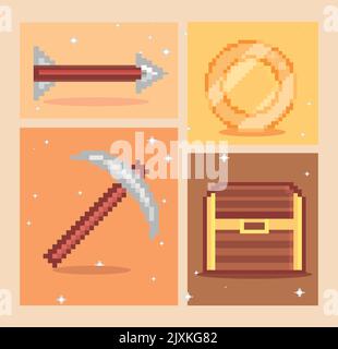 pixel art, jeu d'icônes Illustration de Vecteur