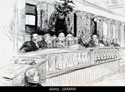 Gravure représentant une scène avec la Cour suprême. Daté du 19th siècle Banque D'Images