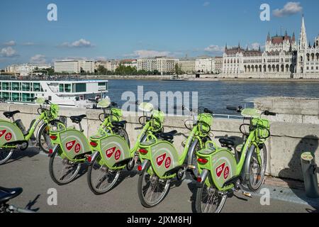 Budapest, Hongrie - 21 septembre : Location de vélos verts à Budapest sur 21 septembre 2014 Banque D'Images