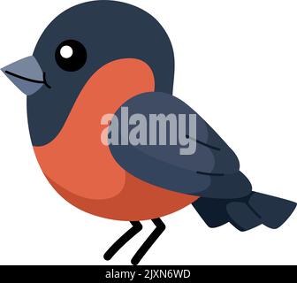 Icône Bullfinch. Dessin animé oiseau d'hiver. Animal drôle Illustration de Vecteur