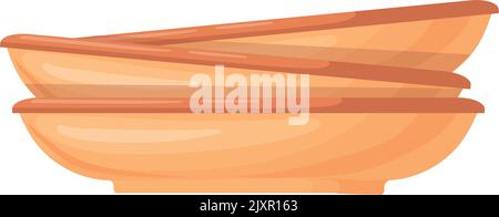 Pile de plaques d'argile. Plat rustique en céramique cartoon isolé sur fond blanc Illustration de Vecteur
