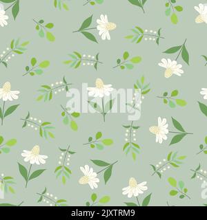 Motif fleuri sans couture très stylé. Conception de fond de fleurs et de feuilles abstraites. Répéter la texture pour l'impression Illustration de Vecteur