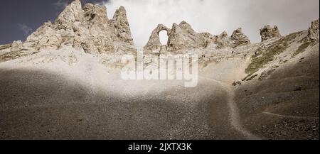 Randonnée en haute altitude autour de l'aiguille percee dans le massif de la haute tarentaise dans le parc de la Vanoise dans les Alpes en France en été Banque D'Images