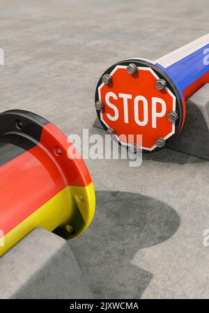 Nord Stream - arrêt de livraison de Russie à Allemagne, format portrait Banque D'Images