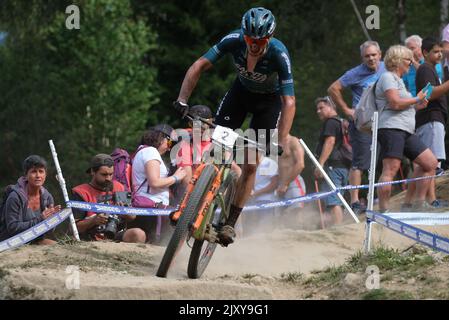 Val Di Sole, Italie. 04th septembre 2022. (2) Luca Braidot (ITA) pendant la coupe du monde de vélo de montagne UCI - hommes - course olympique de cross-country, MTB - vélo de montagne à Val di Sole, Italie, 04 septembre 2022 crédit: Agence de photo indépendante / Alamy Live News Banque D'Images
