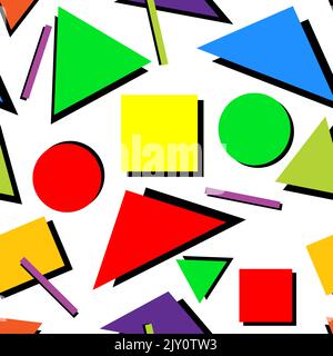 Formes géométriques vives et colorées dans un motif de répétition sans couture - Illustration vectorielle Illustration de Vecteur