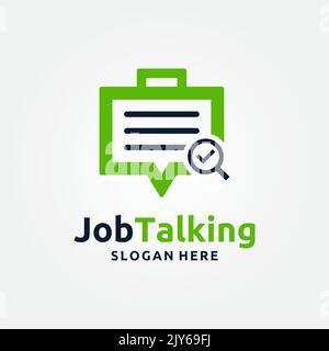 Conception du modèle de logo Job Talk. Illustration du scénario de discussion d'emploi sur les réseaux sociaux Illustration de Vecteur