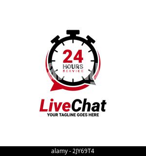 Icône de vecteur de service vingt-quatre heures pour votre entreprise. Illustration de l'élément de logo, emblème, étiquette, badge, autocollant. Concept d'entretien simple des 24 heures. Illustration de Vecteur