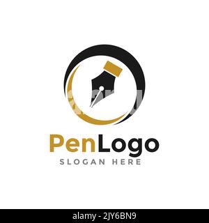 Modèle de conception de vecteur, d'icône, de symbole et d'illustration pour l'éducation du logo du stylet. Illustration de Vecteur