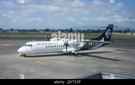 Palmerston Nord, Nouvelle-Zélande - 22 janvier 2019 : avion de la Nouvelle-Zélande après l'atterrissage à l'aéroport de Palmerston Nord. Banque D'Images