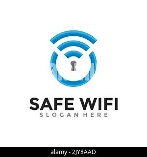 Vecteur du logo de sécurité du signal Wi-Fi Illustration de Vecteur