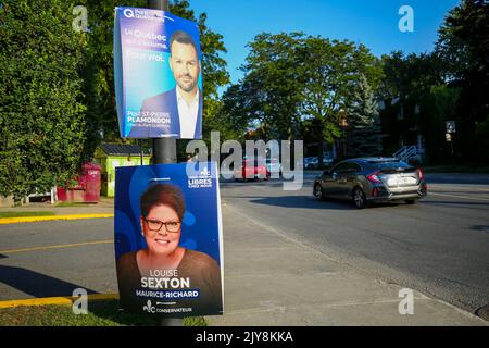 Montréal, Québec, Canada. 8th septembre 2022. La deuxième élection générale du Québec à date fixe aura lieu à 3 octobre 2022, après plus de deux ans de pandémie de COVID-19. (Credit image: © Serkan Senturk/ZUMA Press Wire) Banque D'Images