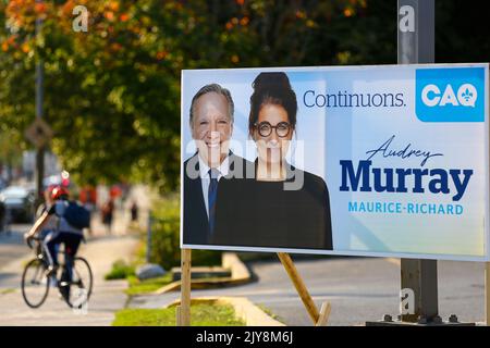 Montréal, Québec, Canada. 8th septembre 2022. La deuxième élection générale du Québec à date fixe aura lieu à 3 octobre 2022, après plus de deux ans de pandémie de COVID-19. (Credit image: © Serkan Senturk/ZUMA Press Wire) Banque D'Images