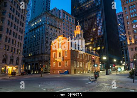 Boston Old State House se trouvant la nuit dans le Massachusetts, États-Unis Banque D'Images