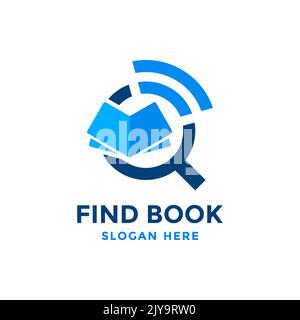 Trouvez le modèle de logo de livre. Symbole du livre de lecture en ligne. Concept des médias éducatifs. Illustration de Vecteur