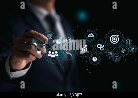 Concepts de planification d'entreprise, processus et flux de travail d'entreprise hautement performants, résolution de problèmes, contrôle de la qualité et évaluation d'entreprise à long terme Banque D'Images